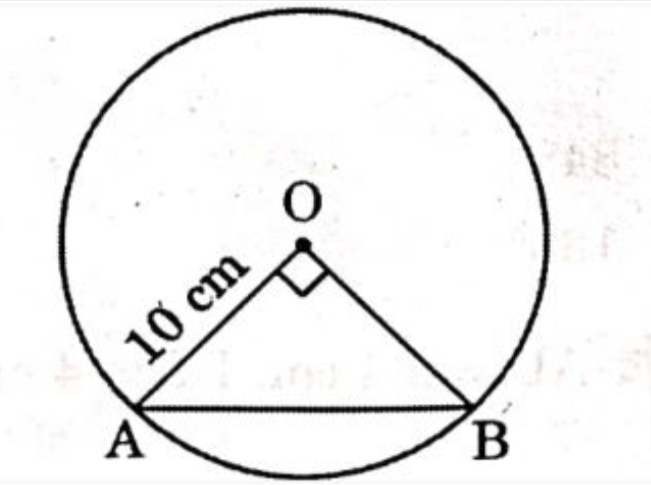 A chord of a circle of radius 10 cm subtends a right angle at its centre. The length of the chord (in cm) is